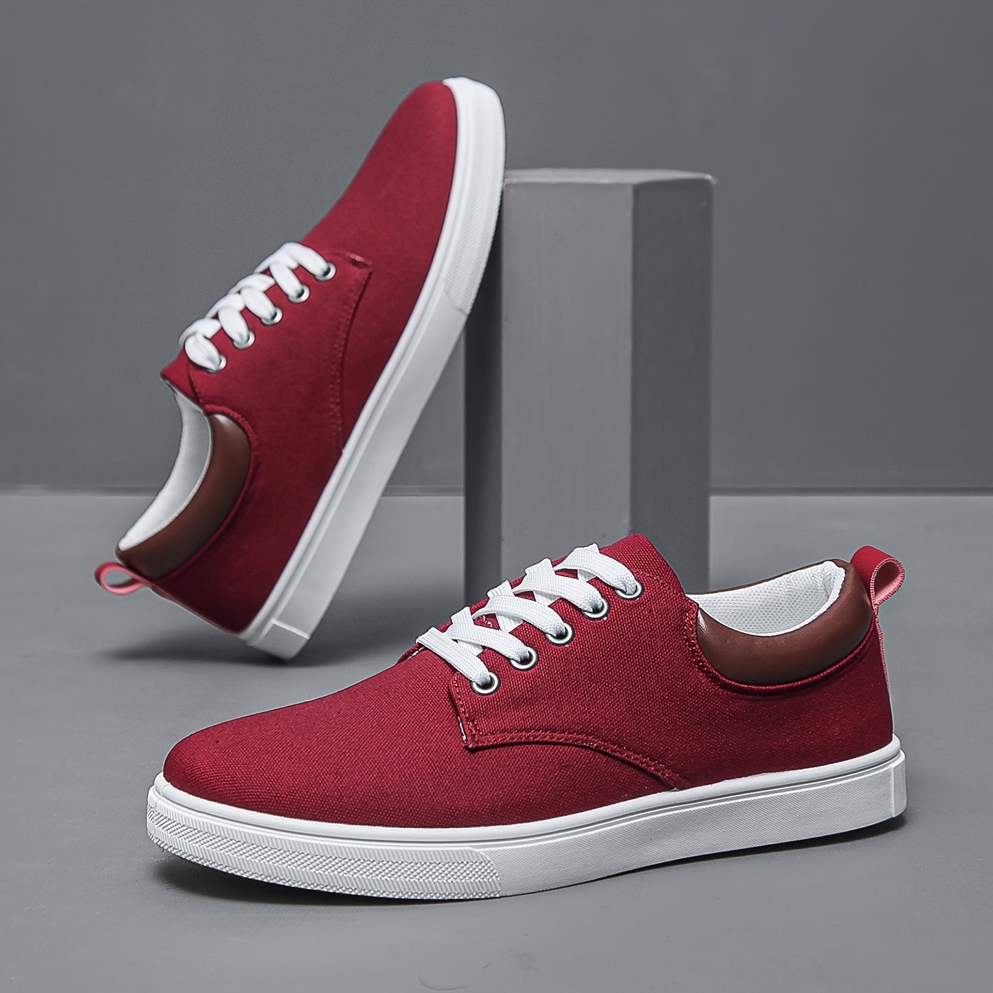 Men's Low Top Casual Canvas Skate Shoes, Breathable Lace-up Casual Flats For Outdoor Walking Driving, Men's Street Footwear