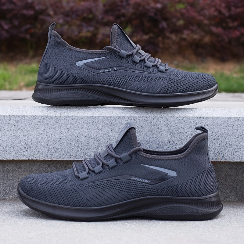 Men's Lightweight Slip-Resistant Casual Sneakers - Breathable Mesh & Fabric Upper, Durable PU Sole, Round Toe Low-Top Design for Hiking, Outdoor, Travel & Daily Wear - All-Season Comfort, Hiking Shoes, Outdoor Footwear, Sleek