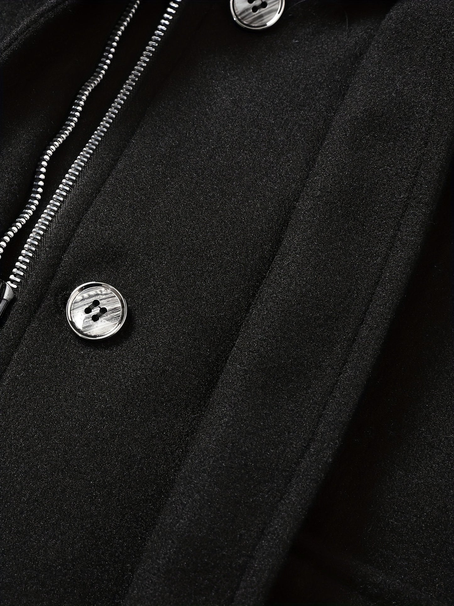 Men's Stylish Autumn/Winter Warm Polyester Casual Jacket with Lapel Collar, Zipper Closure, and Pockets - 100% Polyester Solid Color Loose Fit Coat