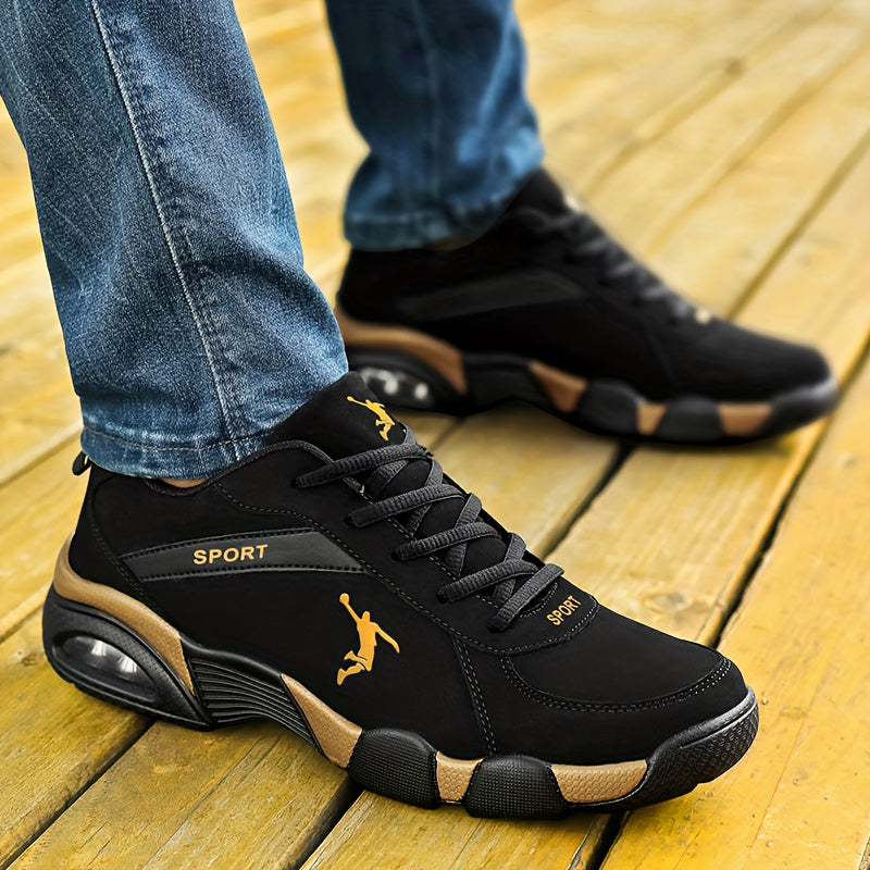 Men's Air Cushion Casual Sneakers - Fleece-Lined Thick Warm Inner PU Upper, Unisex Women Boots, Hiking Shoes, Outdoor Running Snowboots- Geometric Design with Lace Closure for St. Patrick’s Day Halloween Christmas