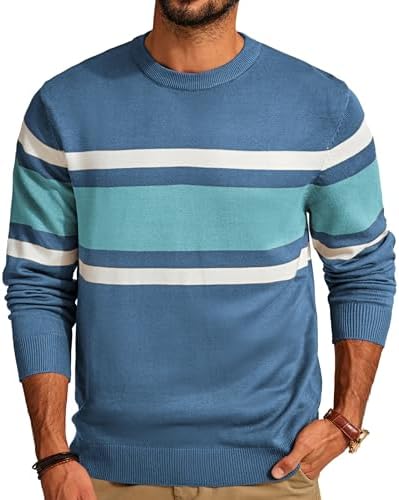 Men's Striped Crewneck Pullover Sweater by PJ PAUL JONES
