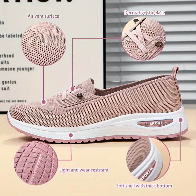 Women's Trendy Casual Sneakers - Breathable Blue Slip-On Sneakers with Soft PVC Sole, Lightweight & Comfortable for Casual Attire, Cute Shoes