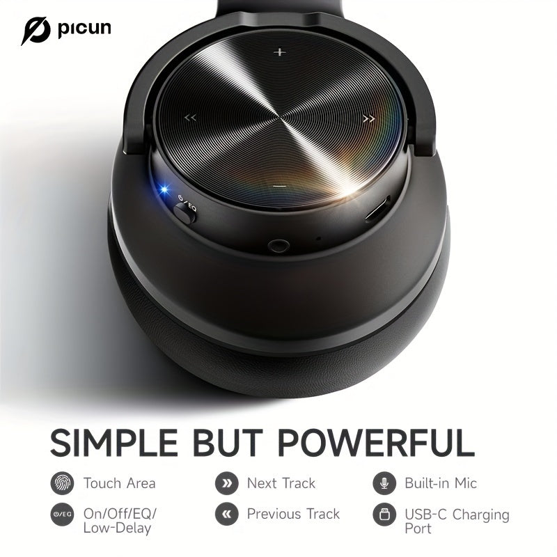 Picun Wireless Headphones, 120 Hours Headphones Wireless, Hands-Free Calls, 3EQ &Game Mode, Foldable Headphones Over Ear for Travel Home Office Cellphone PC