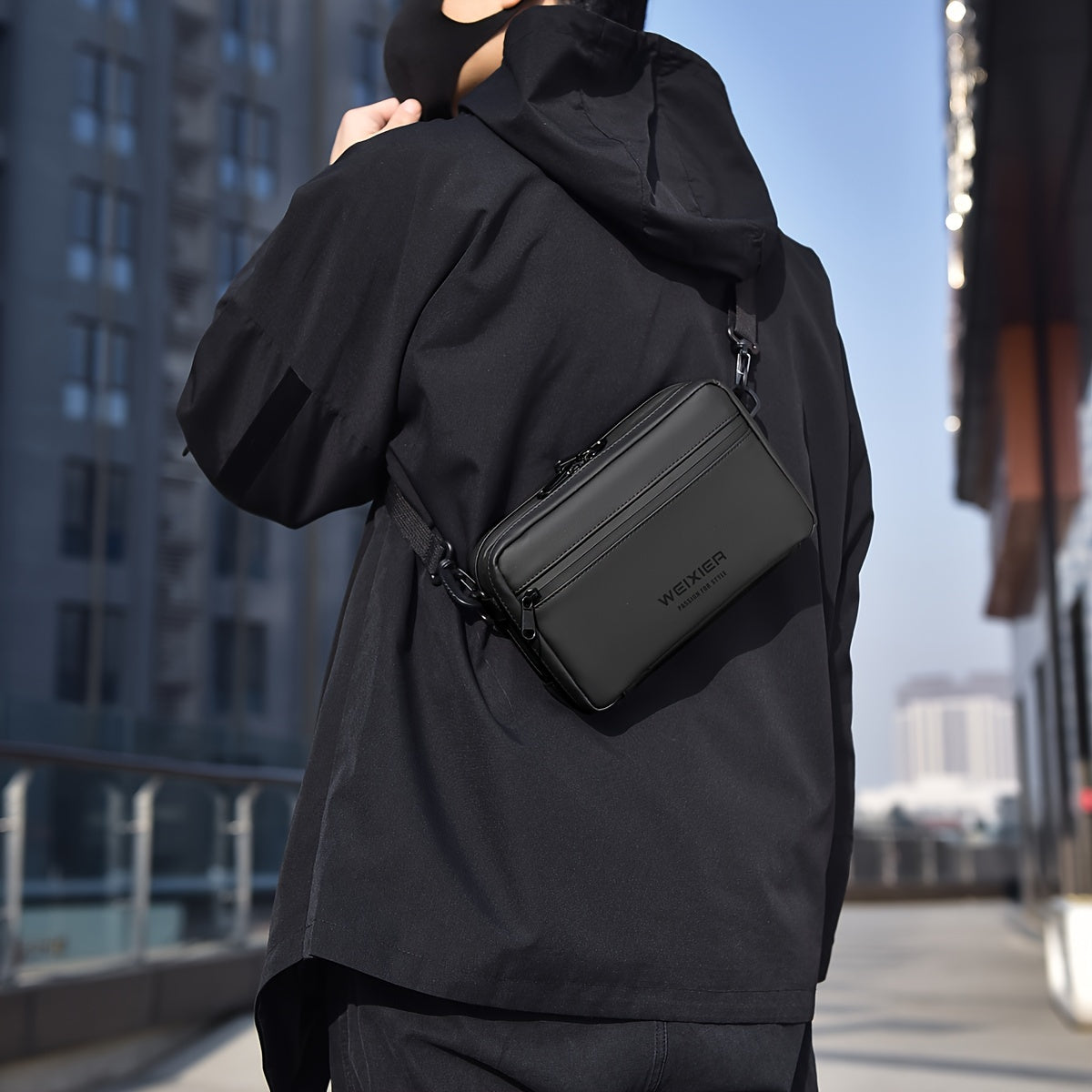 WEIXIER Unisex Fashion Messenger Bag, Shoulder Satchel with Detachable Strap, Polyester Lined, Business Briefcase for Commuting Outdoor, Ideal Gift for Husband Or Boyfriend
