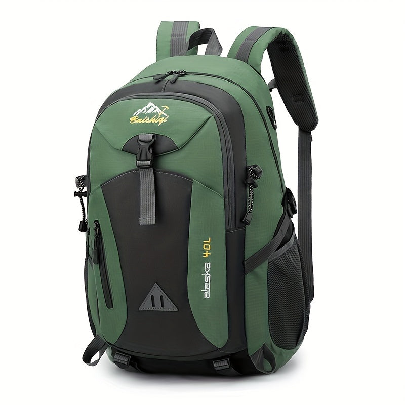 40L Black Oxford Backpack for Hiking, Travel & Outdoor Adventures - Lightweight, Durable with Adjustable Straps, Design, Perfect for Camping, Cycling & Student Use