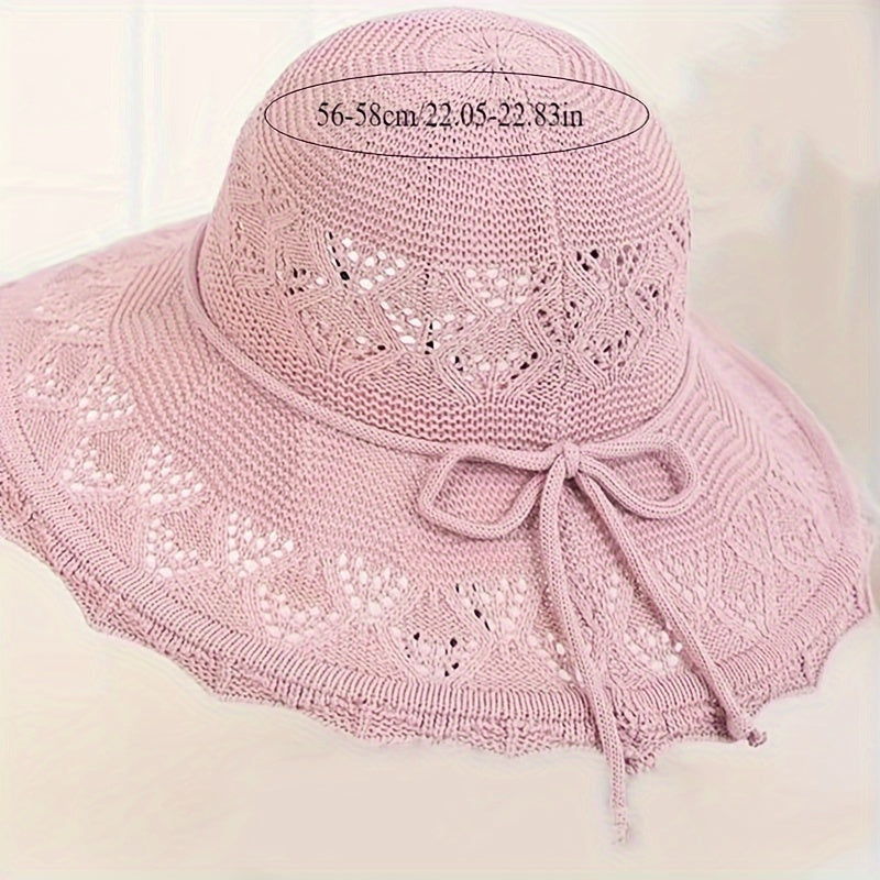 Elegant Women's Sun Hat, Breathable Foldable Wide Brim Beach Hat With UPF Protection, Hand Washable, Summer Large Brimmed Travel Sunshade Hat