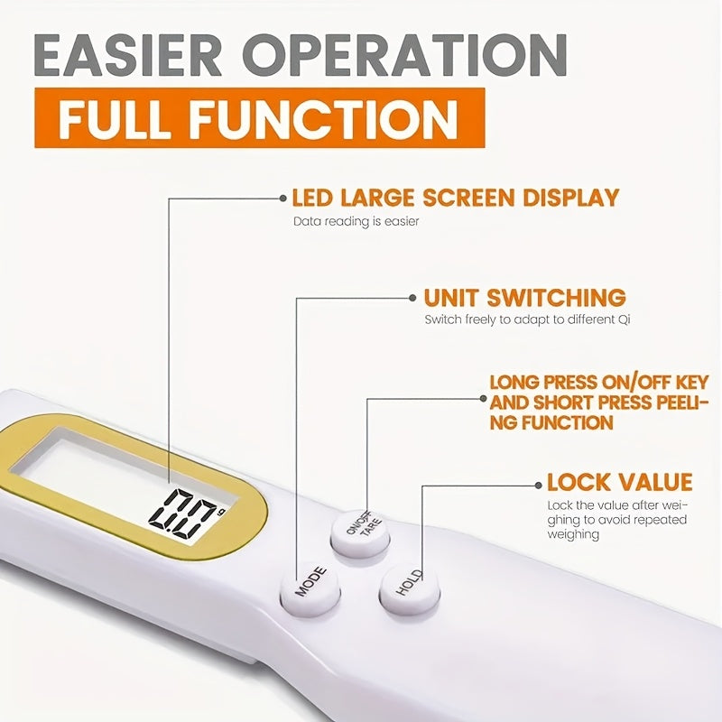 AccuMeasure թվային խոհանոցի կշեռքի գդալ, պլաստիկ, LCD էկրան, 0,1 գ-500 գ ճշգրիտ, մարտկոցով, իդեալական ճաշ պատրաստելու, թխելու և չափաբաժնի վերահսկման համար