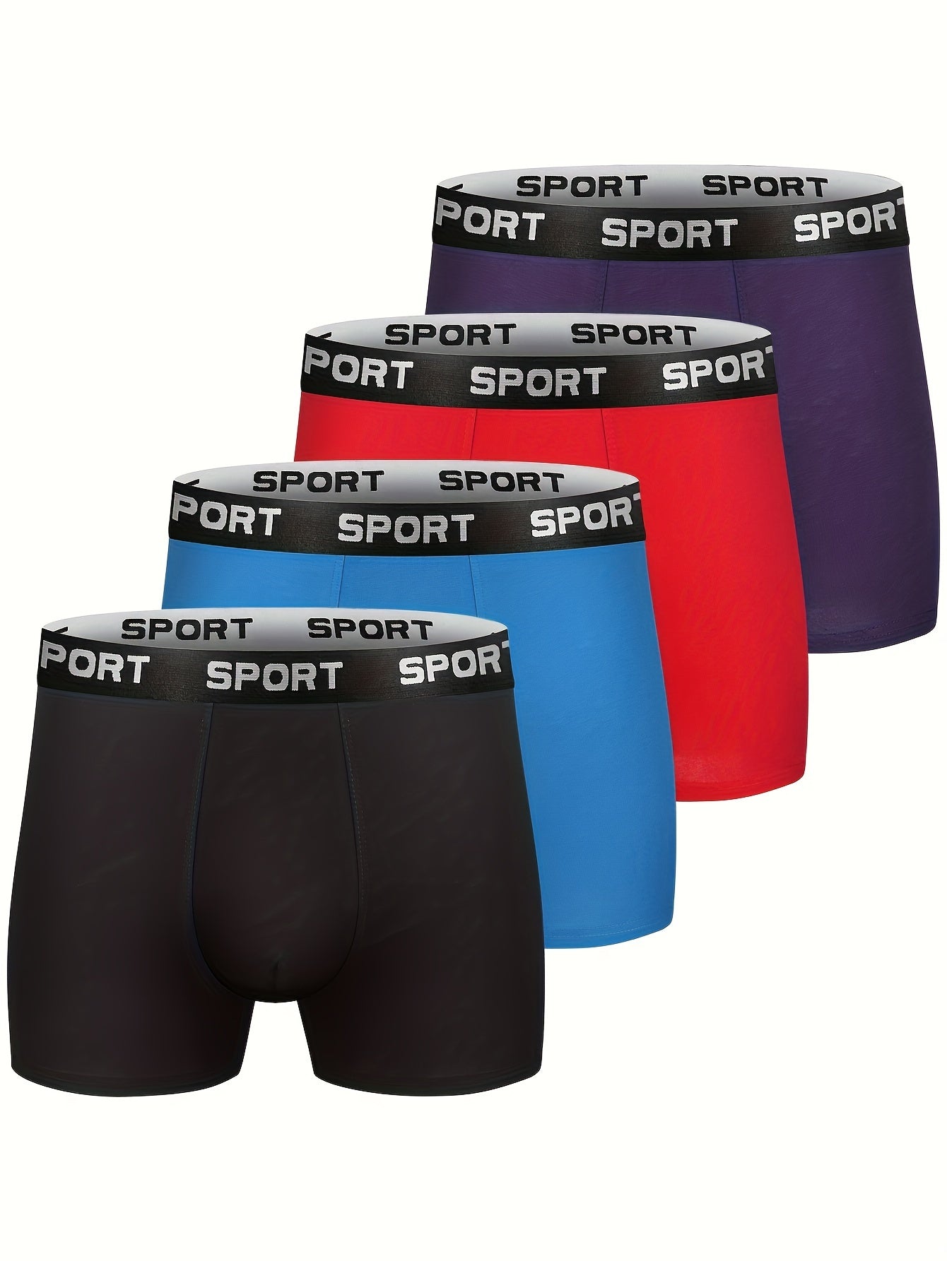 Men's 4-Pack Cotton Stretch Trunk Underwear with Wide Elastic Band