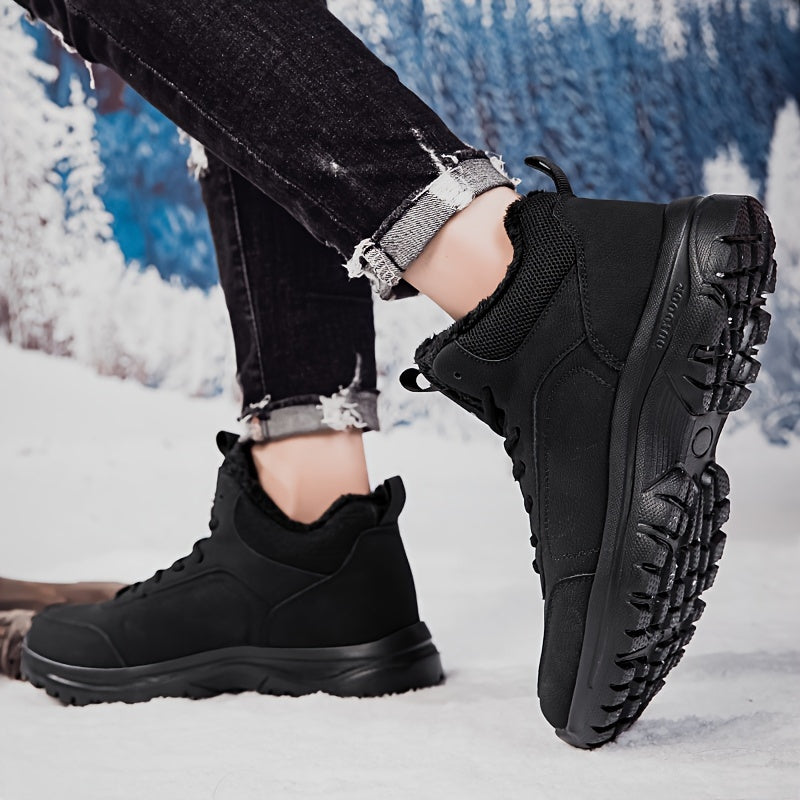 Men's Winter High-Top Footwear - Thick Insulation for Cold Protection, Comfortable Hiking and Walking Shoes
