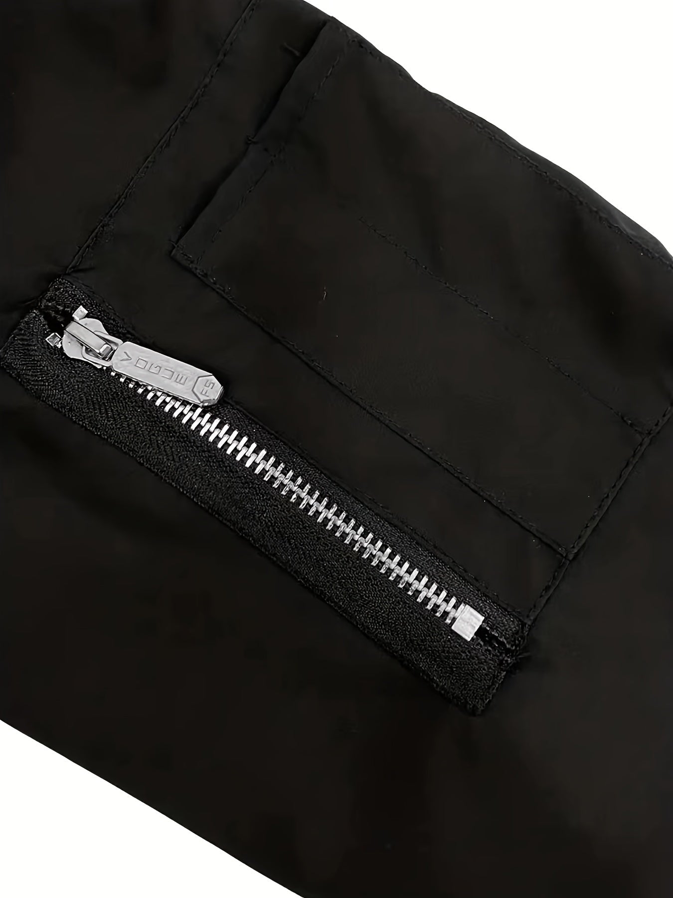 Men'S Stylish Black Sports Casual Jacket - Lightweight Bomber with Zipper Pockets, Front Zipper Panel, and Ribbed Cuffs - Perfect for Outdoor Activities, Running, and Casual Attire