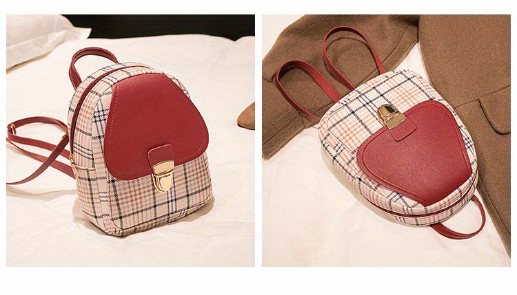Adjustable Strap Grid Backpack, Cute Backpack, Zipper Casual Shoulder Bag, Card Wallet, Casual Phone Pouch, Leisure Camera Bag, Coin Purse, Key Pouch, Shoulder Bag, Crossbody Bag, Convertible Backpack.