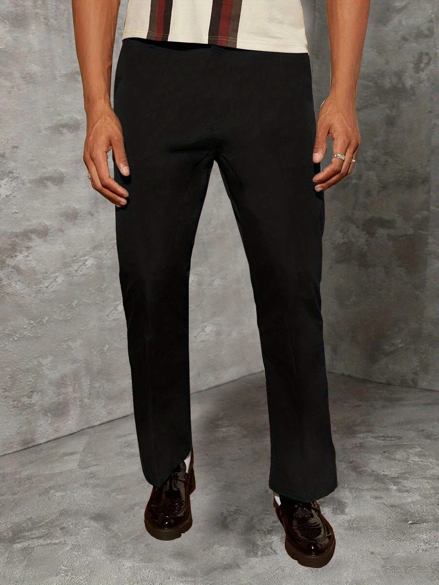 Plus Size Men's Suit Trousers, Classic Solid Pants For Casual Business