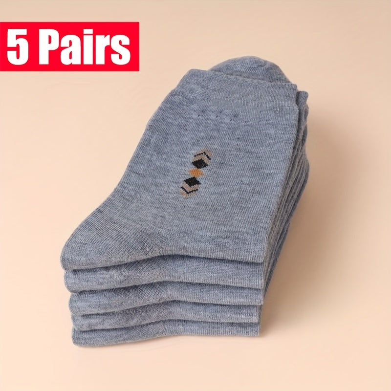 5 Pairs of New Four Seasons Warm and Sweat-absorbing Simple and Versatile Men's Business Long Socks