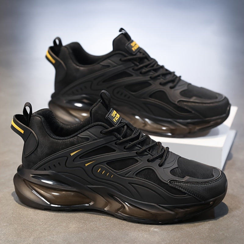 AOPLUS Women's Lightweight Stability Running Shoes - Black/Yellow Accents, Breathable Fabric Upper, Cushioned Rubber Sole for All-Season Casual Light Athletic Wear, Sneakers, Sleek Design, Comfortable Fit, Performance Foo