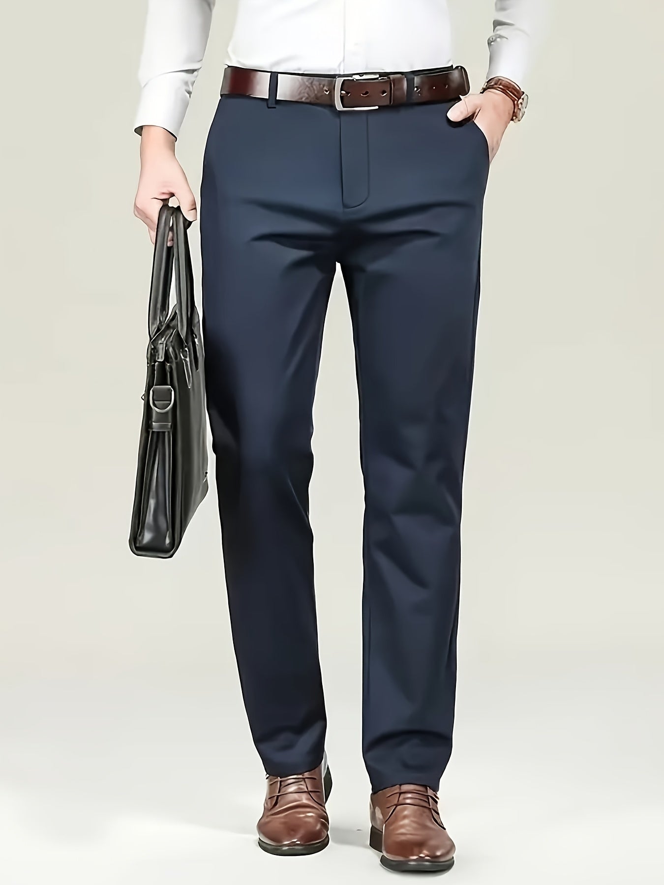 New Casual Formal Pants for Men in Four Seasons, Featuring a Business Style with Trendy Long Trousers. Fashionable And Versatile Men'S Elastic Dress Pants with a Comfortable Classic Design for Casual Wear.