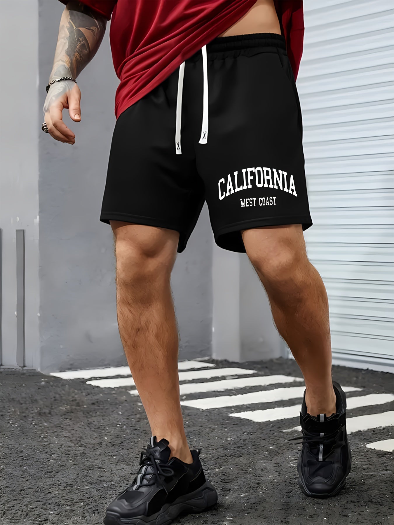 Men's Fashion Print Drawstring Shorts - Casual Summer Wear with Pockets, Breathable Polyester Blend, Machine Washable