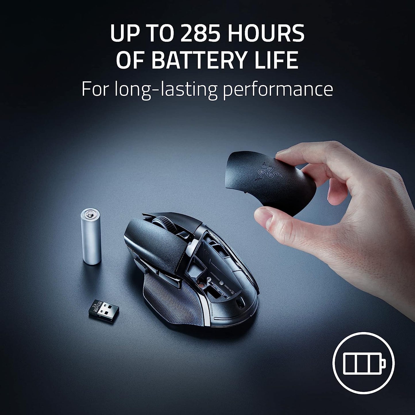 Razer Basilisk V3 X Hyperspeed Wireless Gaming Mouse: up to 285 Hr Battery - 18K Optical Sensor - Mechanical Switches - Chroma RGB - 9 Programmable Controls - Black
