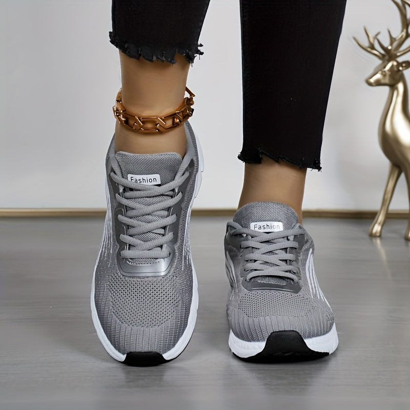 Women's Solid Color Casual Sneakers, Lace Up Comfy Breathable Soft Sole Shoes, Lightweight Low-top Running Shoes plus size
