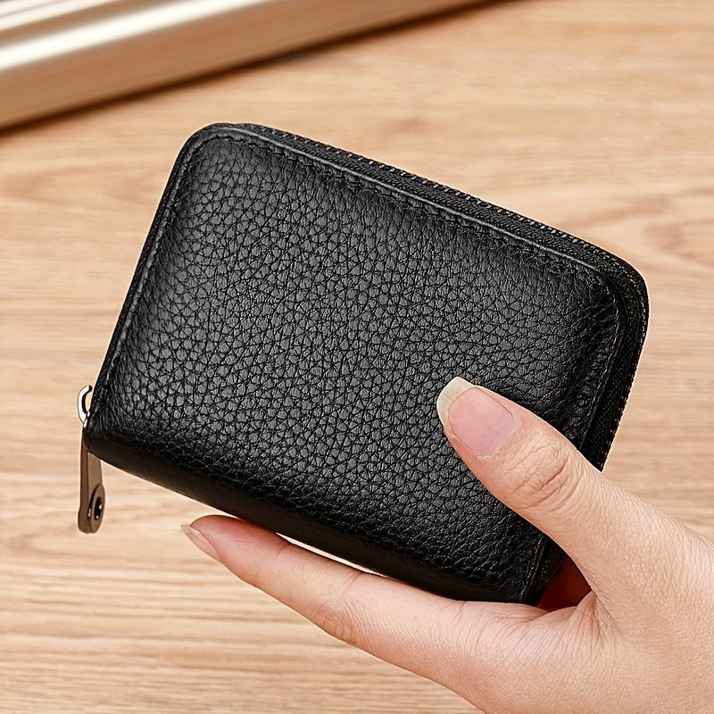 1pc Men'S Casual Faux Leather Wallet & Business Card Case, Black, Universal, PU Material, Smooth, Durable, Multi-Purpose, Large Capacity, with Multi-Card Slot, ID Card Bag, Zipper Pocket, Stylish, Safe, Anti-Degaussing, for D