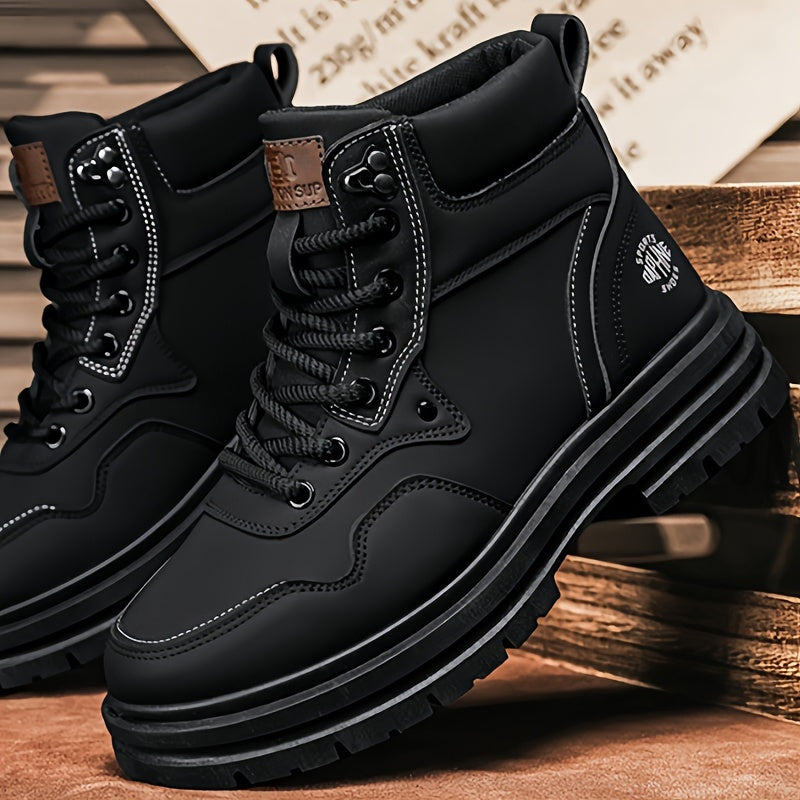 Large Size High Top Casual Shoes Short Boots Men's Big Yellow Boots High Top Trendy Versatile British Style Short Boots Mid Top Work Boots Men's Hiking Boots