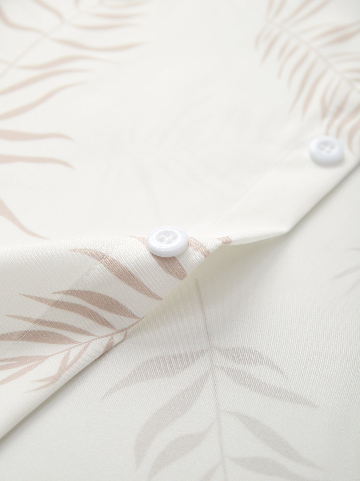 Men'S Casual Two-Piece Summer Outfit - Leaf Print Button-Up Shirt with Drawstring Shorts, Light Brown and White, Polyester, Relaxed Fit, Perfect for Beach or Casual Attire, Beach Attire|Tropical Print|Polyester Fabric