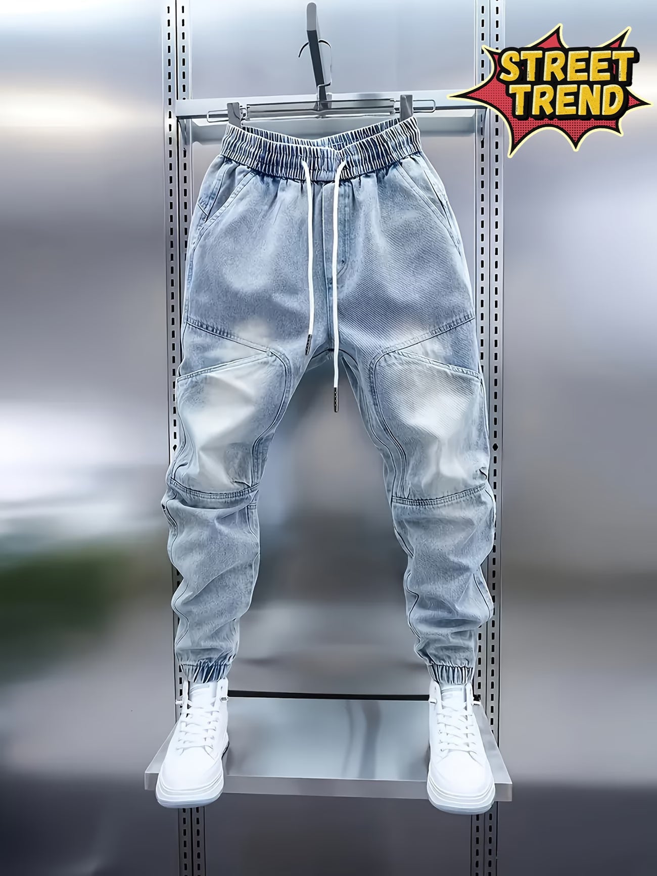 Street Style Men's Fashion Hip-Hop Elastic Waist Drawstring Sweatpants - ayq