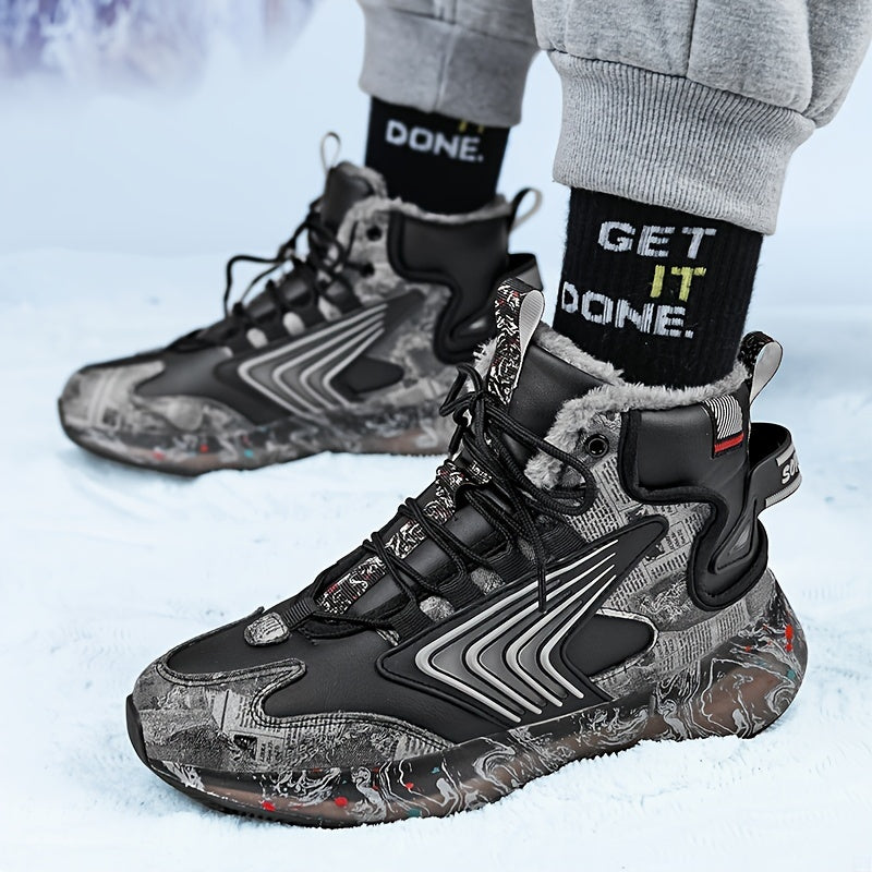Men'S Lightweight Snow Boots with Thickened Fleece, Stylish And Comfortable for Outdoor Use, Featuring a Non-Slip Design for Warmth in Winter.