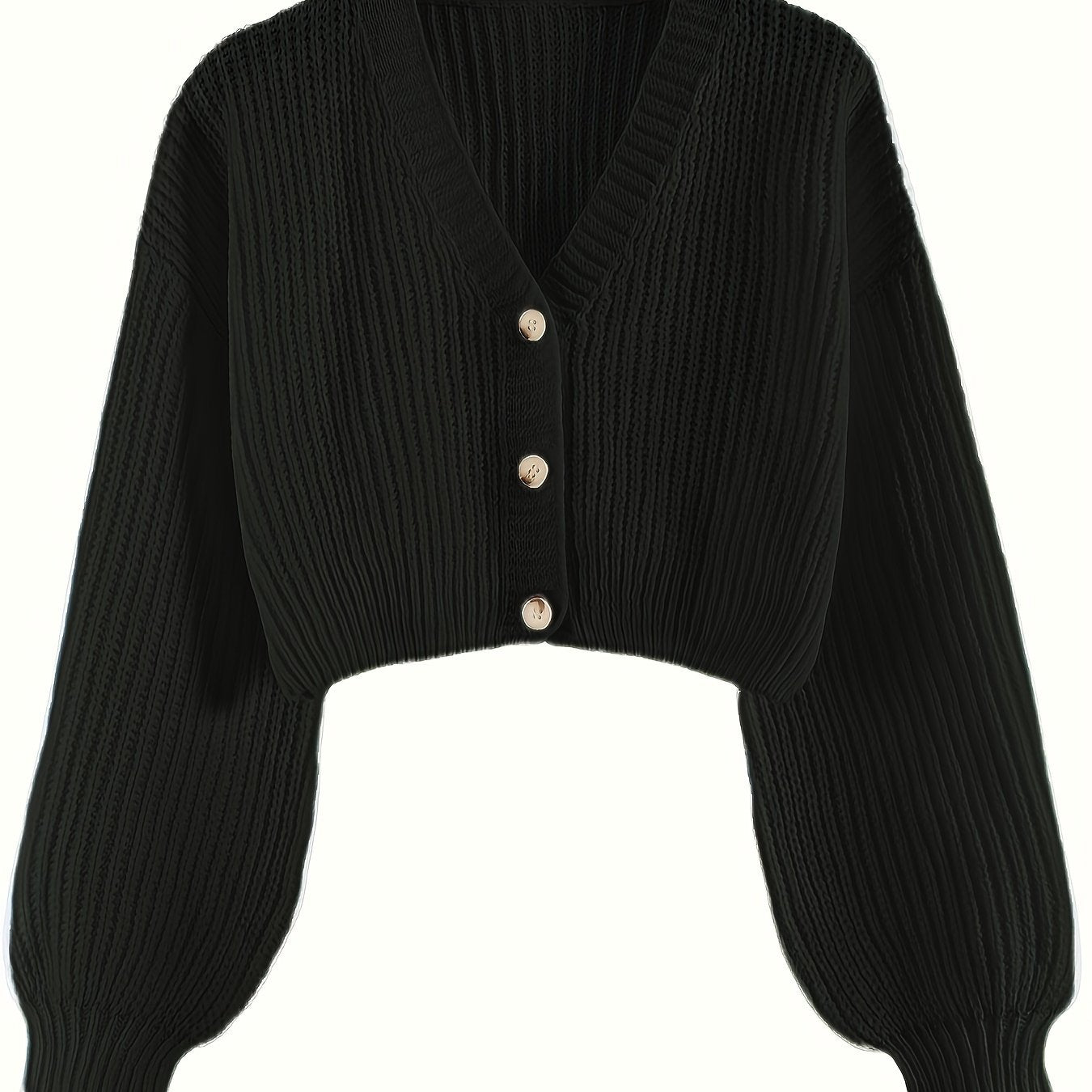 Elegant Drop Shoulder Women's Knit Cardigan with Contrasting Buttons - Long Sleeve, Ribbed Detail, Polyester, Perfect for Fall/Winter
