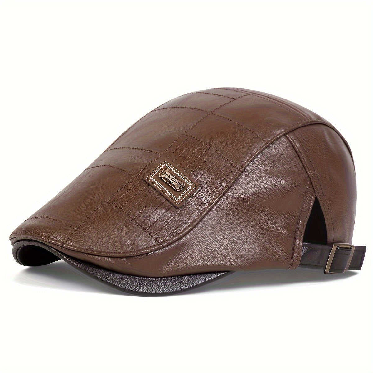 Retro Classic PU Leather Gentlemen Forward Hat, Adjustable Casual Beret For Autumn And Winter Travel