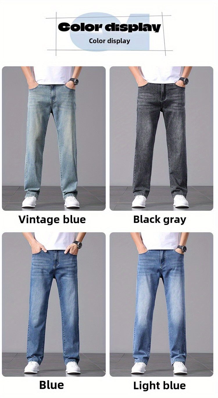 Men'S Stretchy Long Pants, Stylish And Versatile, Slim Fit, Breathable, Trendy Denim Trousers for Spring And Summer.