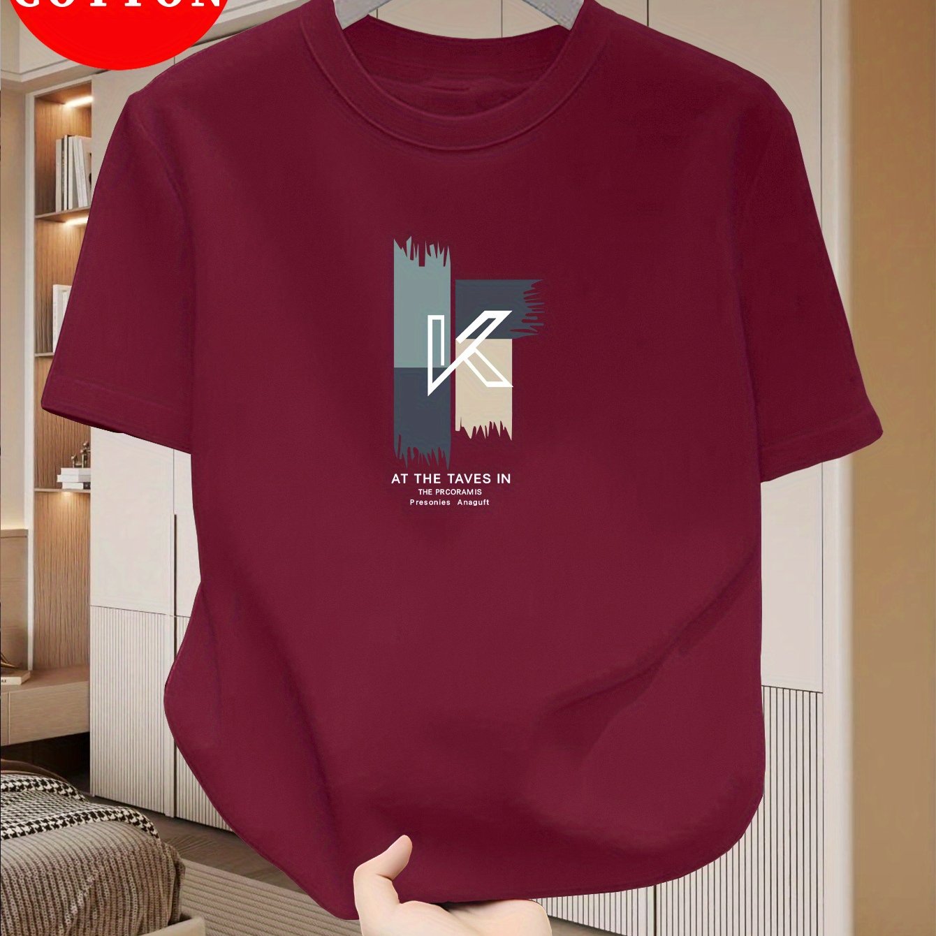 Men's Heavyweight 100% Cotton T-Shirt - Beige Crew Neck Tee, Breathable Summer Shirt for Everyday Formal Wear, Soft Everyday Essential, Relaxed Fit, Stylish Lettering, Premium Quality, Short Sleeve Top, Casual Wardrobe