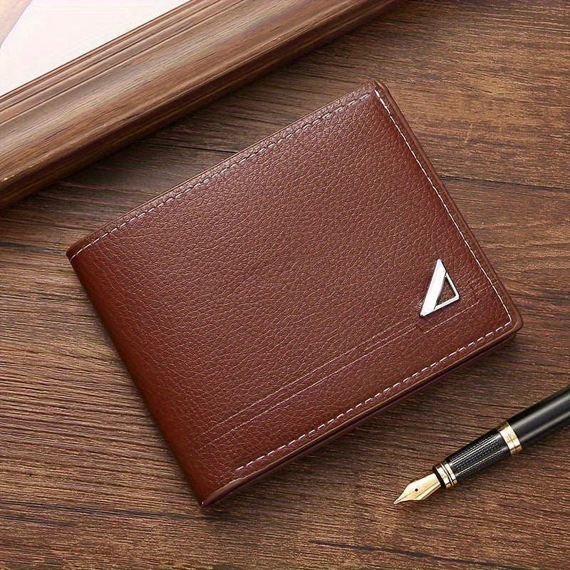 Men's Business Horizontal Short Wallet Money Clip, Fashion Large Capacity PU Leather Wallet