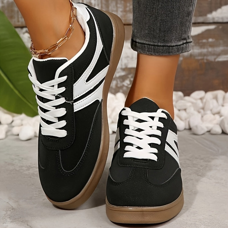 Lightweight Women's Casual Sneakers - Beige Synthetic Cover Low-Top Lace-Up Shoes with White Rubber Sole for Everyday Comfort and Style, All-Season Wear, Everyday Sneakers | Sleek Shoe Design | Rubber Sole Grip
