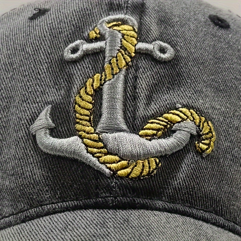 Women'S Embroidered Anchor Baseball Cap, Cotton Breathable Adjustable Sun Hat for Spring/Summer, Travel Outdoor Casual Occasion Cap with Metal Rivet Detail