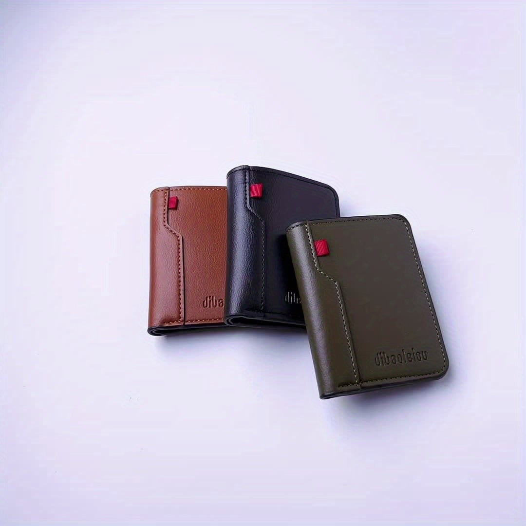 1pc Men'S Vintage Faux Leather Credit Card Wallet, Slim and Soft Design, Multiple Card Slots, Business Style Driver'S License Card Holder, Travel Zero Wallet
