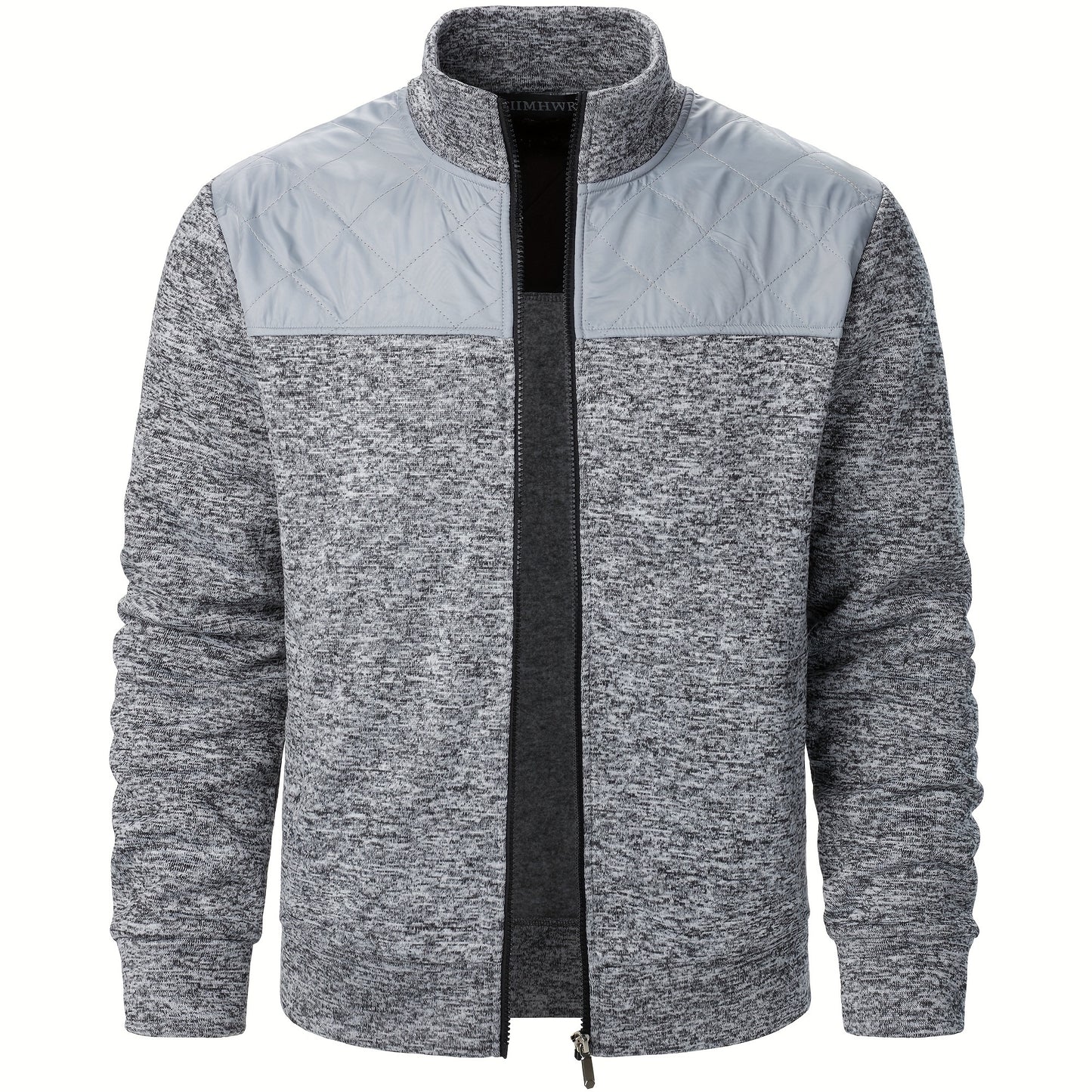 Men's Blocking Quilted Jacket For Spring And Autumn, Casual Stylish Outdoor Stand Collar Coat As Gift