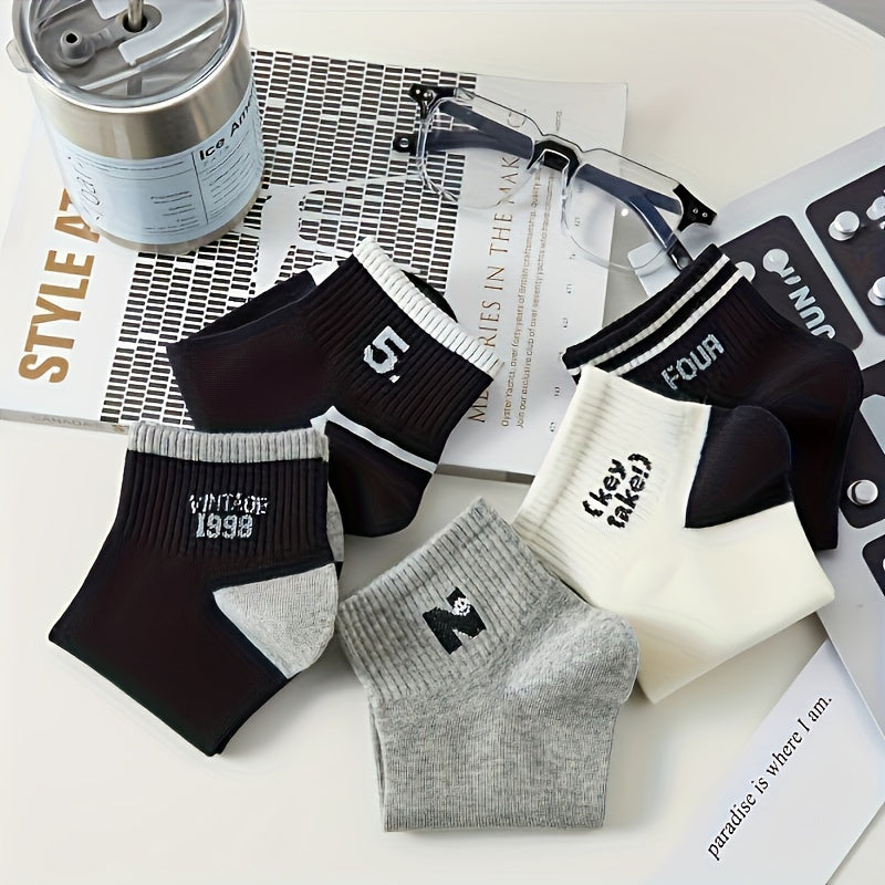 5 Pairs Of Women'S Fashion Pattern Anti Odor & Sweat Absorption Low Cut Socks, Comfy & Breathable Socks, For Daily & Outdoor Wearing, Spring And Summer