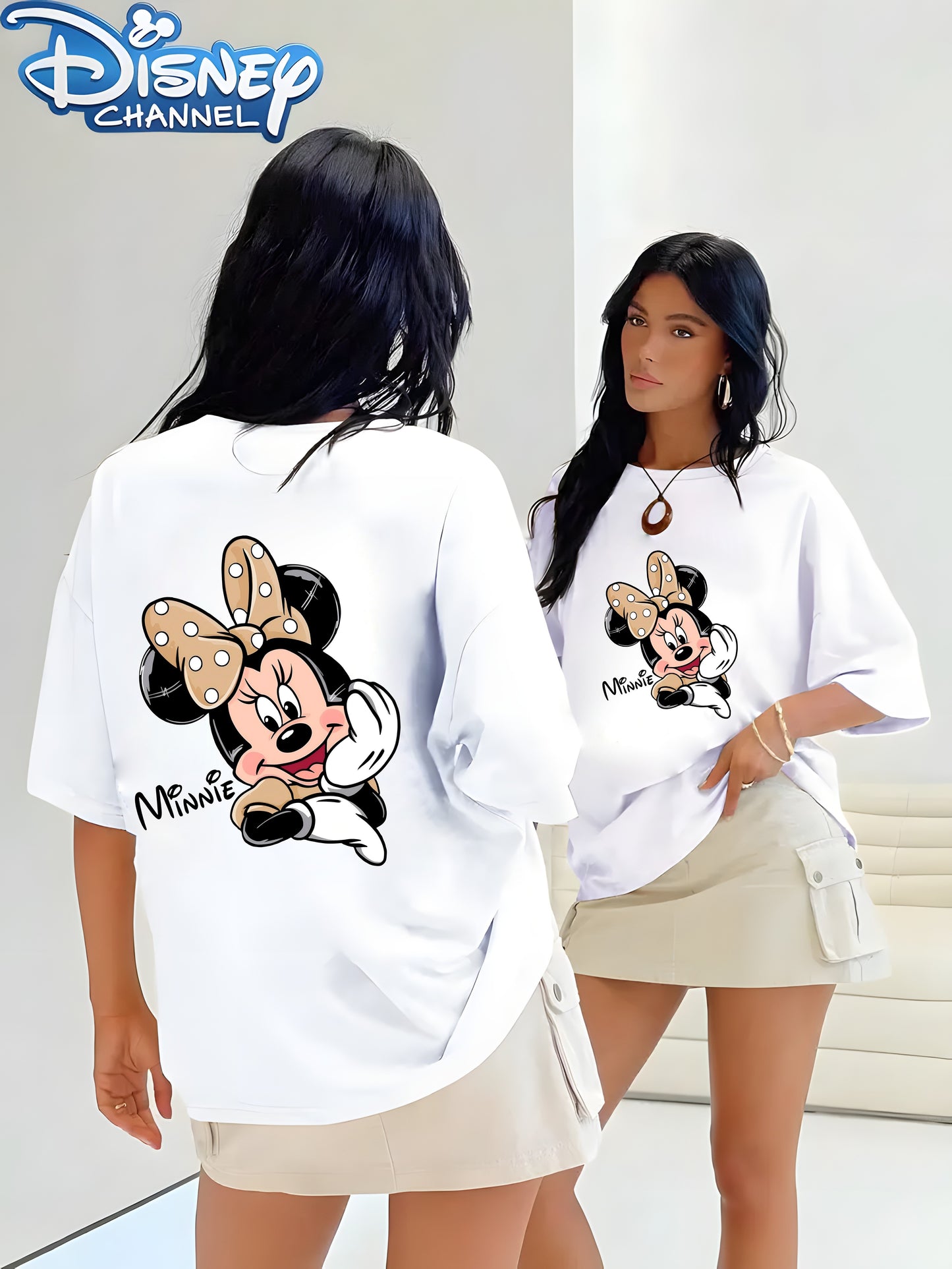 Disney Women's Minnie Mouse Graphic T-Shirt - Red Casual Short Sleeve Summer Top with Polka Dot Bow Design, Lightweight Machine-Washable Tee for Disney Fans, Perfect Gift, Disney Shirt, Playful Design, Comfortable Fit
