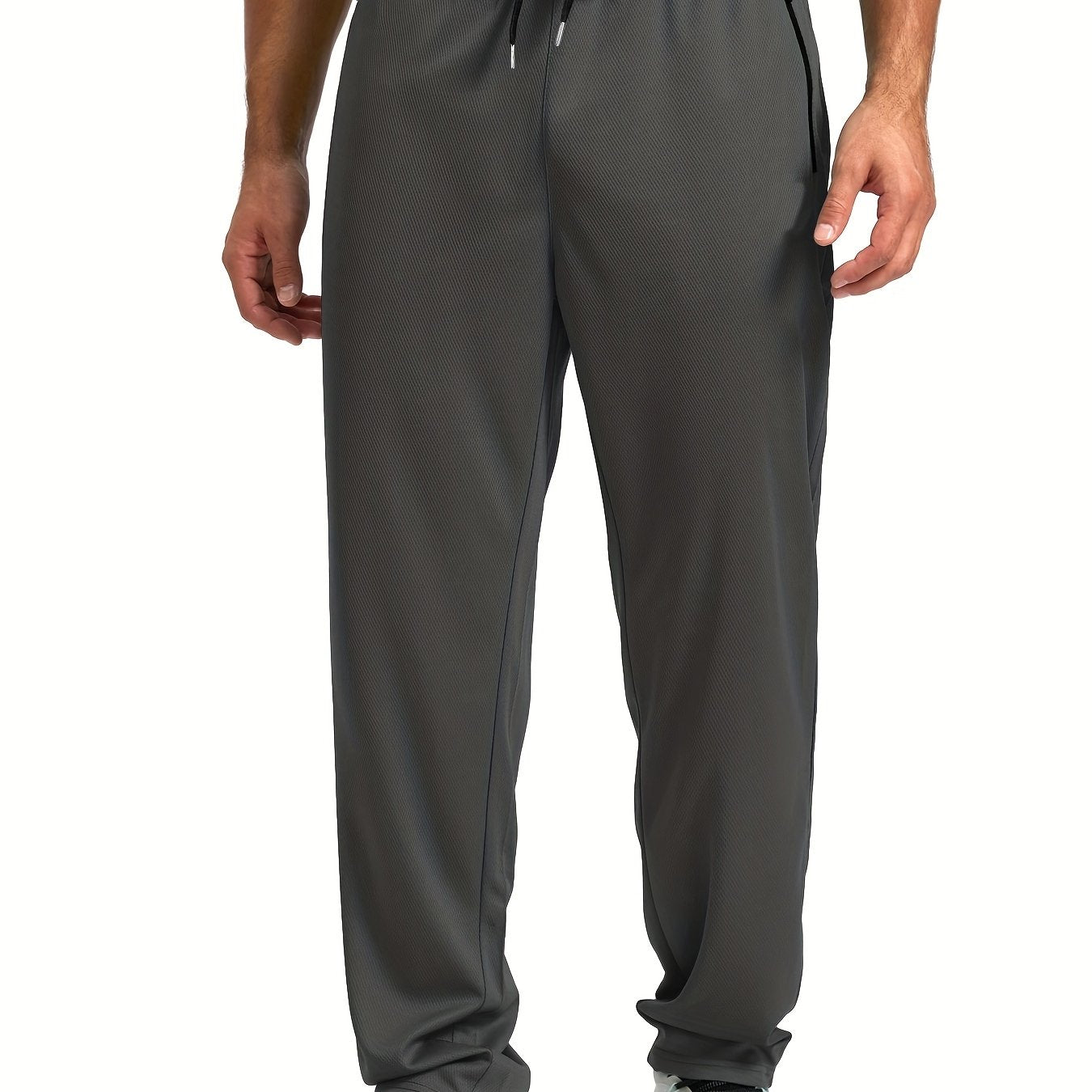 Men's Sports Pants With Drawstring And Zippered Pockets, Lightweight And Breathable Bottoms For Running/Casual Wear