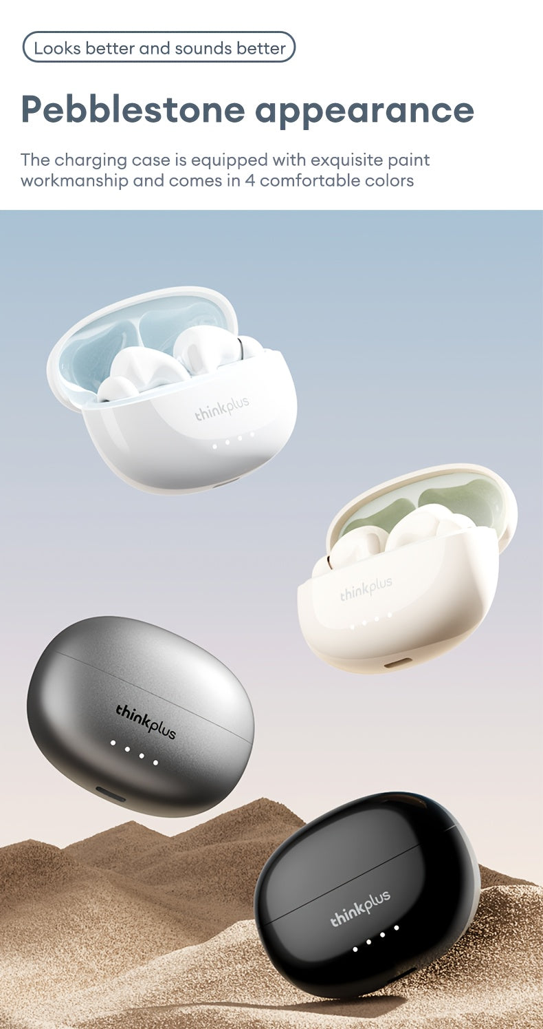 Lenovo ThinkPlus Hifi Panoramic Stereo Earbuds - Crystal Clear Sound, Ergonomic Design, Long Battery Life, Advanced Noise Cancellation, USB-C Fast Charging Case, Wireless Audio|Ergonomic Earbuds|Compact Design, Earbud Case