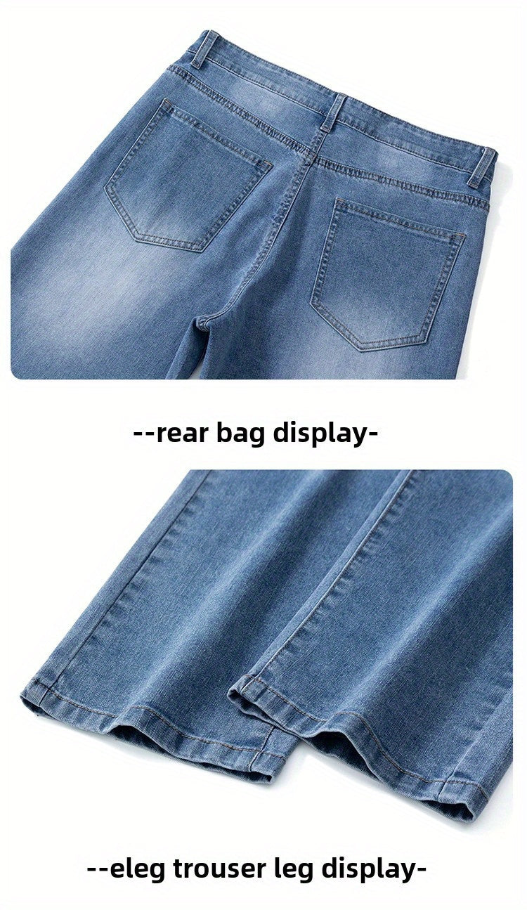 Men'S Stretchy Long Pants, Stylish And Versatile, Slim Fit, Breathable, Trendy Denim Trousers for Spring And Summer.