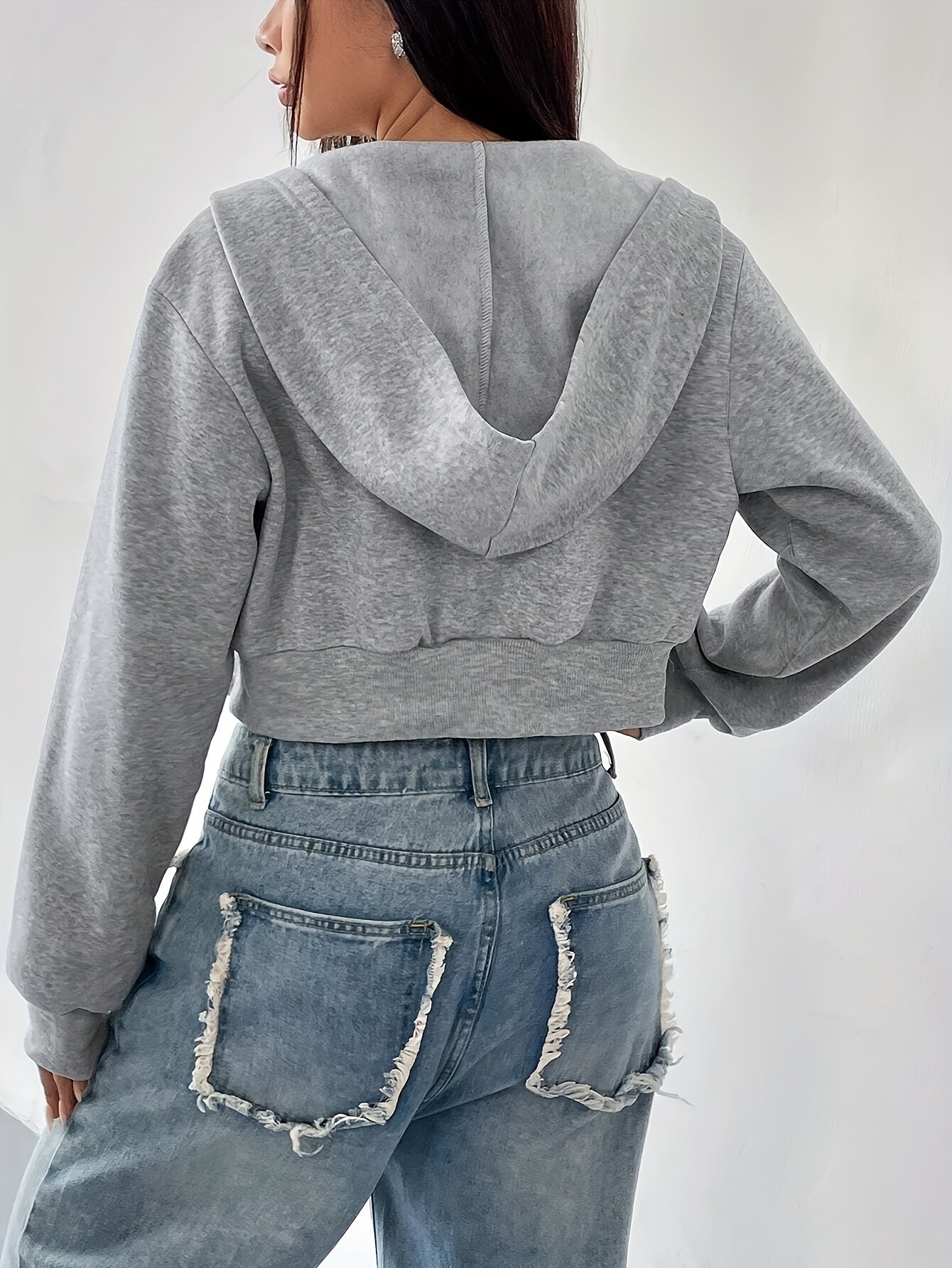 Գեղեցիկ պինդ գույնի Zip-Up Hoodie կանանց համար - սպորտային, պոլիեսթեր, լվացվող մեքենայով - կատարյալ աշուն/ձմեռ