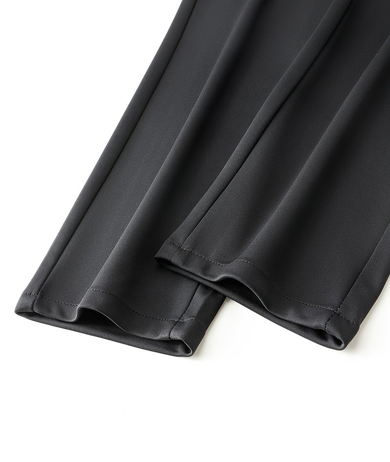 Men's Straight Leg Solid Color Pants, Men's Classic Design Pants, Versatile For Business And Casual Wear