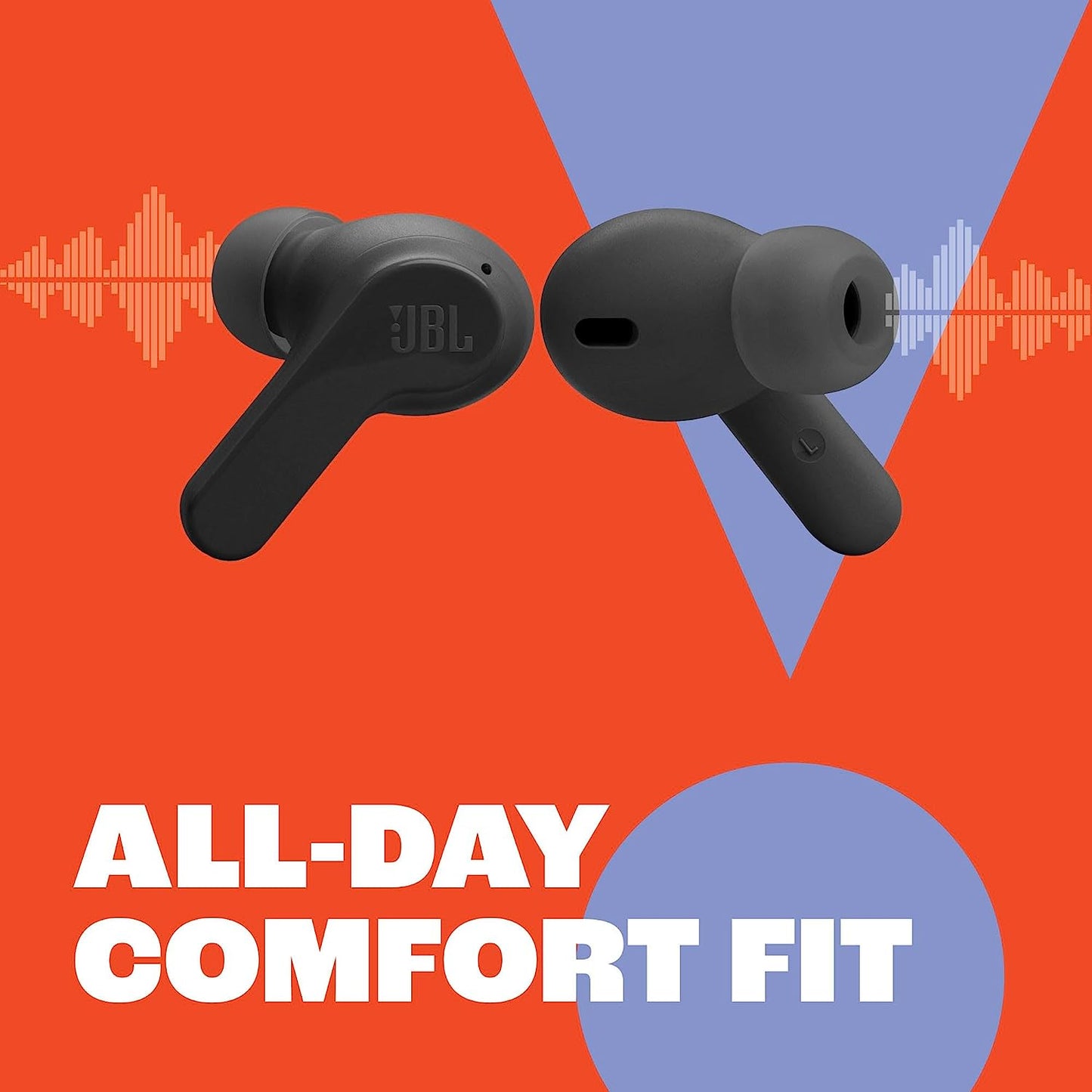 JBL Vibe Beam - True Wireless JBL Deep Bass Sound Earbuds, Bluetooth 5.2, Water & Dust Resistant, Hands-Free Call with Voiceaware, up to 32 Hours of Battery Life (Black)