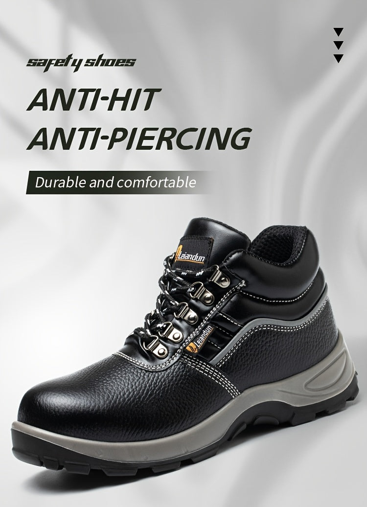 Reinforced Anti-Puncture & Anti-Smashing Safety Work Boots for Men - Heavy-Duty Steel Toe Cap, Anti-Piercing Cushioned Insole, PU Upper & Lining, All-Terrain Traction - Winter/Spring/Fall Construction/Industrial/Construction/