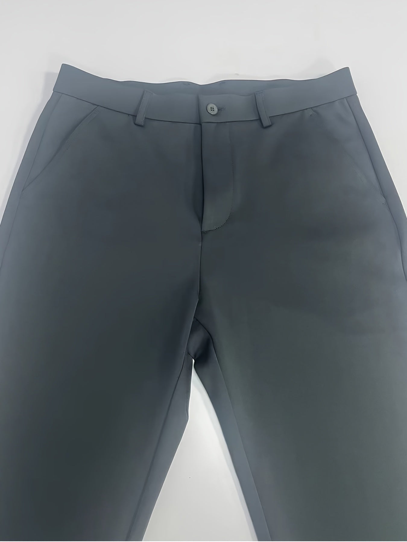 Men's Classic Solid Color Dress Pants - Comfort Fit, All-Season Polyester Blend, Machine Washable - Perfect for Business & Casual Wear