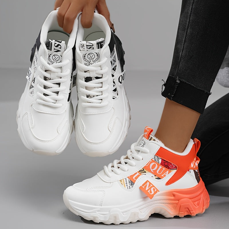 1 Pair Women'S Fashion Sneakers - Lightweight All-Season Running Shoes with Polyurethane Upper, Fabric Inner Insole, Rubber Sole