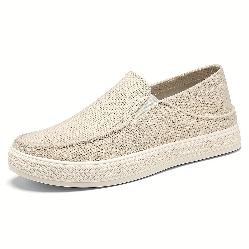 Men'S Summer Slip-On Casual Shoes - Lightweight Breathable Fabric Upper, Cushioned EVA Insole Durable TPU Sole for Outdoor Travel, Parties, Hiking, Walking - Beige, Party Footwear, Minimalist Design, Comfortable Fit