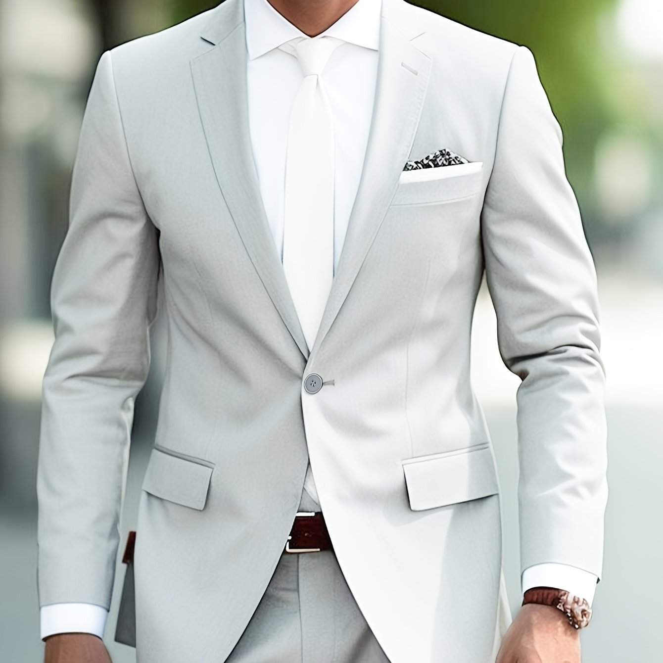 Men's Two-Piece Suit in Solid Color with Sealed Pockets, Regular Fit Suit Trousers, Elegant and Classic, Suitable for Business and Wedding Parties