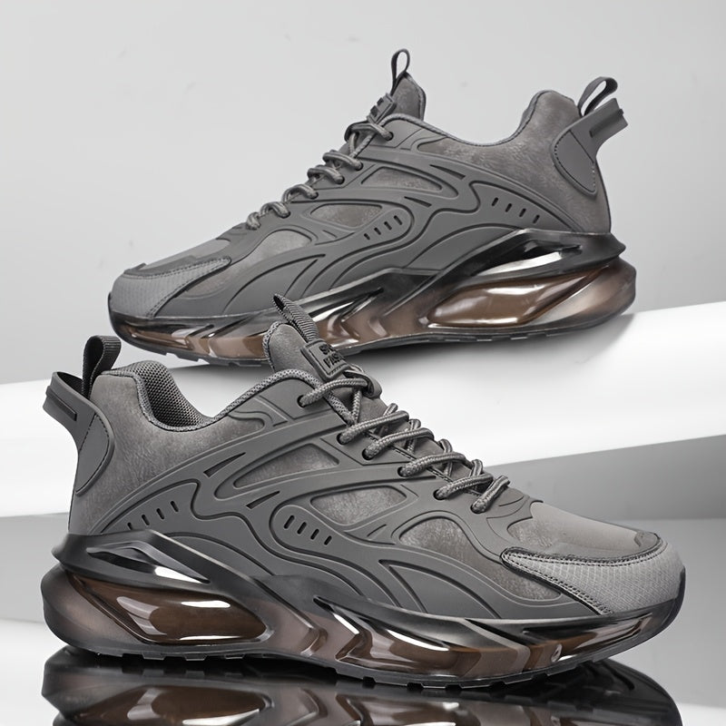 Men's Breathable Slip-Resistant Casual Sneakers - High-Elastic Shock Absorption, Lightweight Low-Top Design with PU Upper PVC Sole for Hiking, Running, Daily Wear - All-Season Comfort, Breathable Shoes, Running Footwear, Sl
